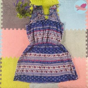 Womens Aeropostal Lorimer Paisley Blue White & Red Flower Dress